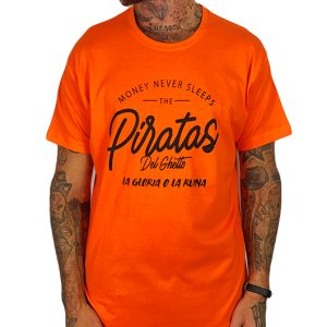 Camiseta Rulez Piratas Del Ghetto Naranja