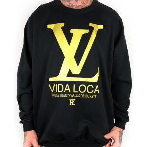 Sudadera Rulez Vida Loca Negra - Oro