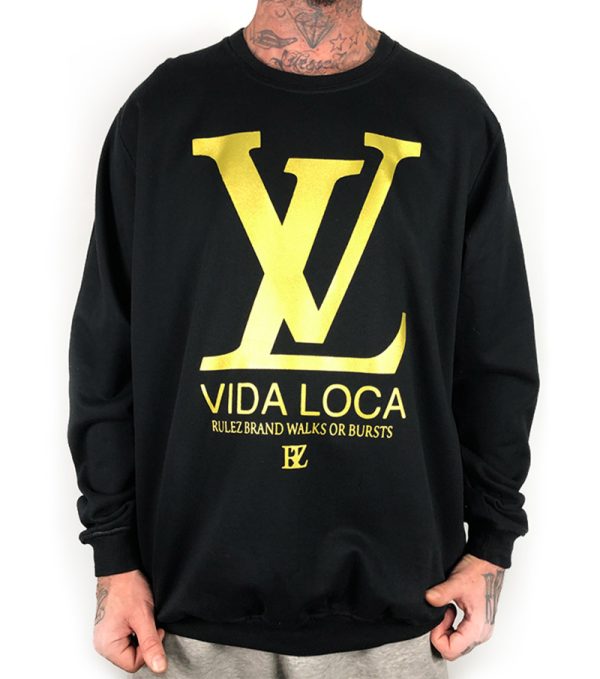 Sudadera Rulez Vida Loca Negra - Oro